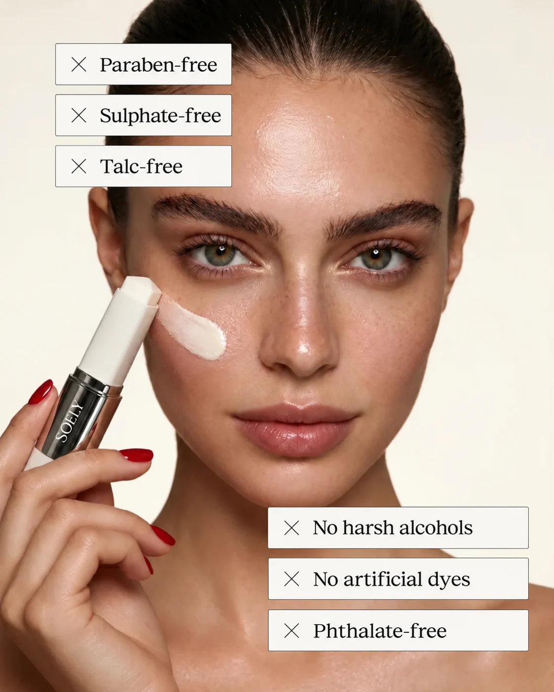 Free from parabens, sulphates and talc